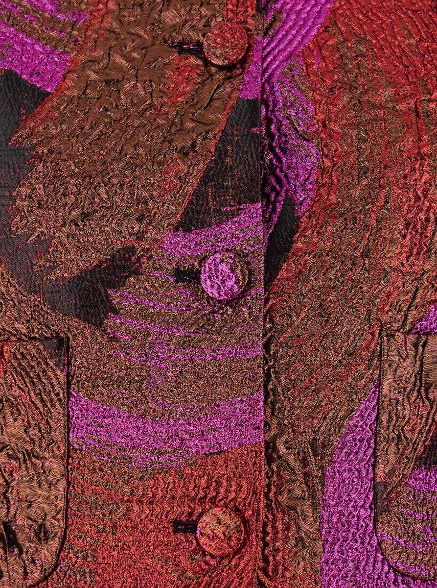 Geci PLAIN Fuchsia Collarless Jacket With All-Over Broccato Motif In Tech Fabric Woman Purple Femei (BM 18545310) 3