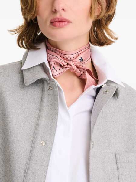 Esarfe Longchamp Pink Scarf With Paisley Motif And Floral Print In Silk Woman PINK Femei (BM 18545373) 2