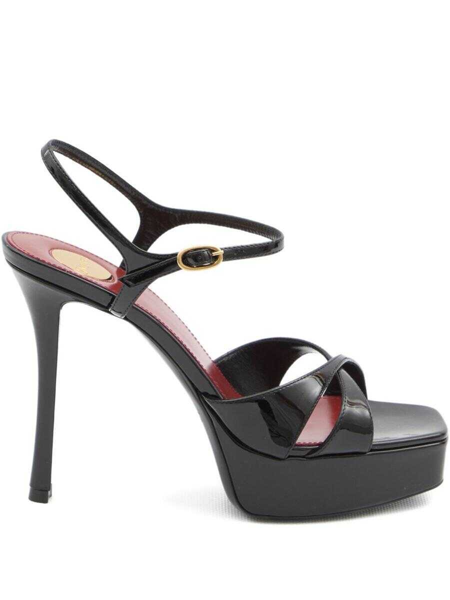 Pantofi cu toc Saint Laurent Saint Laurent Debbie Patent Leather Sandals Black Femei (BM 18546483) 1