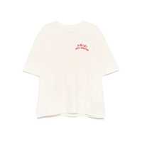 Tricouri White Crewneck T-Shirt With Logo Lettering On Front And Rear In Cotton Man Barbati
