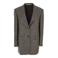 Sacouri Brown Single-Breasted Jacket With Notched Revers And All-Over Check Motif In Wool Woman Femei