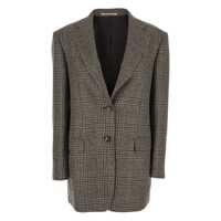 Sacouri Brown Single-Breasted Jacket With Notched Revers And All-Over Check Motif In Wool Woman Femei