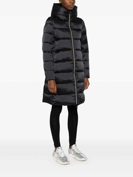 Geci de iarna Save the Duck Black Down Jacket With Fixed Hood And Logo Patch On The Sleeve In Tech Fabric Woman Black Femei (BM 18548289) 3