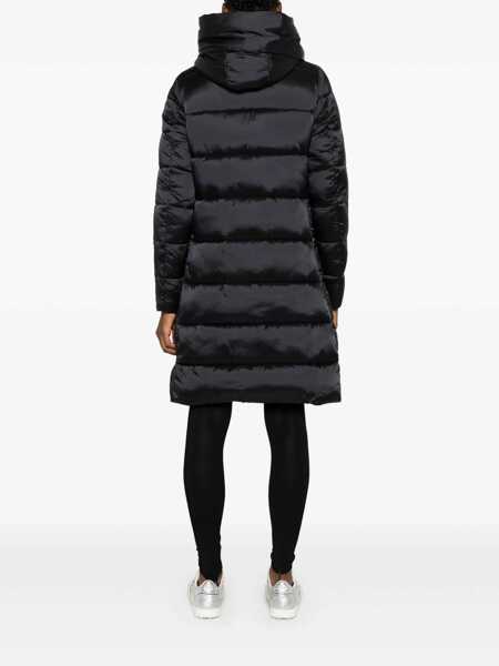 Geci de iarna Save the Duck Black Down Jacket With Fixed Hood And Logo Patch On The Sleeve In Tech Fabric Woman Black Femei (BM 18548289) 4