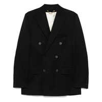 Sacouri Golden Goose "Golden" Man'S Double Breasted Blazer Light Dry Wool Gabardine/ Printed Message Inside Contrast Lining Clothing Barbati