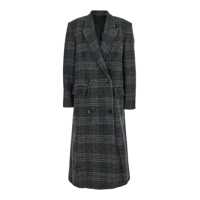 Paltoane 'Lexana' Grey Double-Breasted Coat With Peak Revers And All-Over Check Motif In Wool Woman Femei