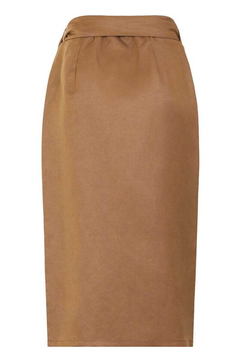 Fuste Max Mara Max Mara Tequila Linen And Silk Skirt Brown Femei (BM 18551499) 2