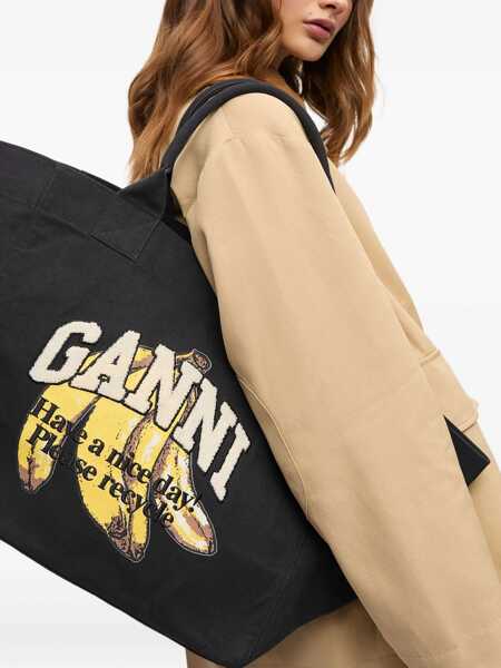 Genti de mana Ganni Banana Print Xxl Tote Bag BLACK Femei (BM 18553144) 4