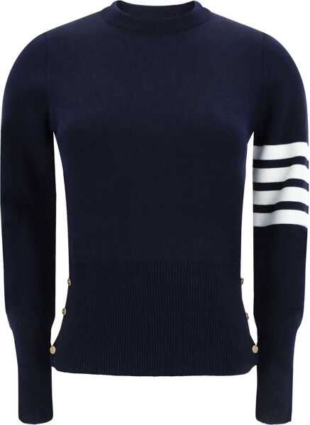 Pulovere casual Thom Browne Milano Stitch Jersey With 4 Bars BLUE Femei (BM 18553279) 1