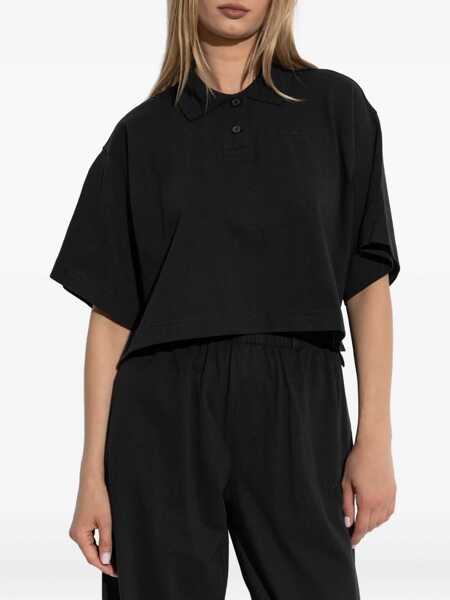 Tricouri Polo Alexander Wang Cropped Jersey Polo Shirt BLACK Femei (BM 18553282) 3