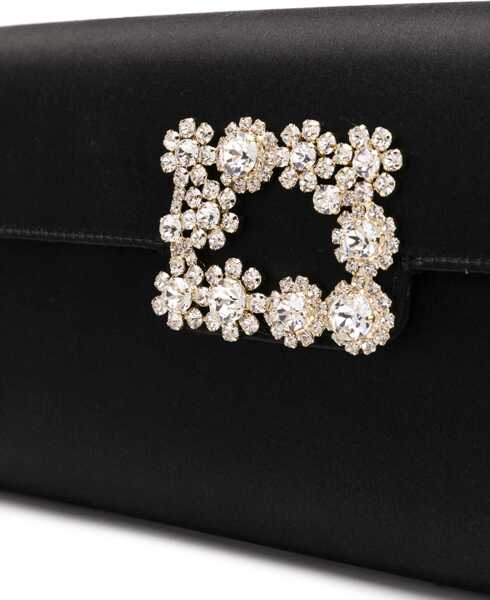 Genti de mana Roger Vivier Flower Buckle Pouch BLACK Femei (BM 18553489) 4