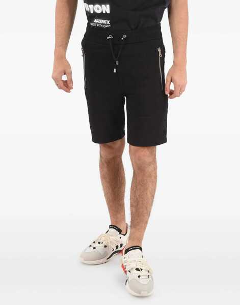 Pantaloni scurti Balmain Side Logo Band Jersey Shorts Black Barbati (BM 18553546) 1