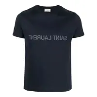 Tricouri Saint Laurent Reverse Logo-Print Cotton T-Shirt Barbati