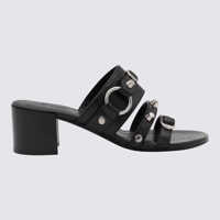 Pantofi cu toc Balenciaga Black Leather City Sandals Femei
