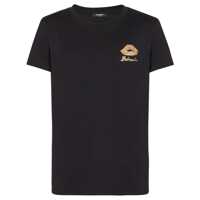 Tricouri Balmain Black Crewneck T-Shirt With Logo Detail On The Front In Cotton Man