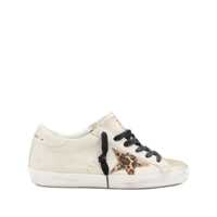 Sneakers Super Star Leather Upper Glitter Toe And Tongue Leather Heel Leopard Horsy Star Femei