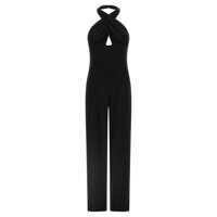 Salopete Norma Kamali 'Cross Halter Straight Leg' Jumpsuit Femei