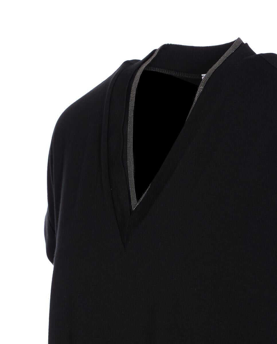Topuri Brunello Cucinelli Brunello Cucinelli T-Shirts And Polos Black Femei (BM 18560280) 3