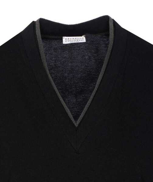 Topuri Brunello Cucinelli Brunello Cucinelli T-Shirts And Polos Black Femei (BM 18560280) 4