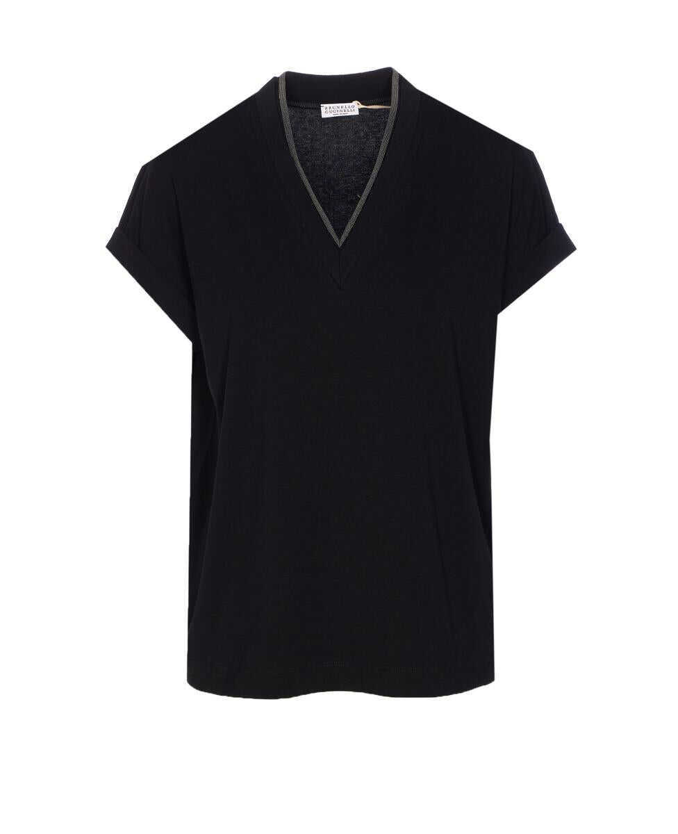 Topuri Brunello Cucinelli Brunello Cucinelli T-Shirts And Polos Black Femei (BM 18560280) 1