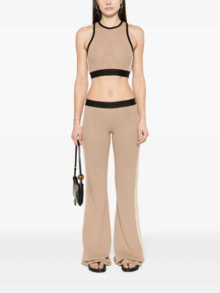 Pantaloni casual Palm Angels Palm Angels Logo Tape Knitted Trousers Beige Femei (BM 18561111) 2