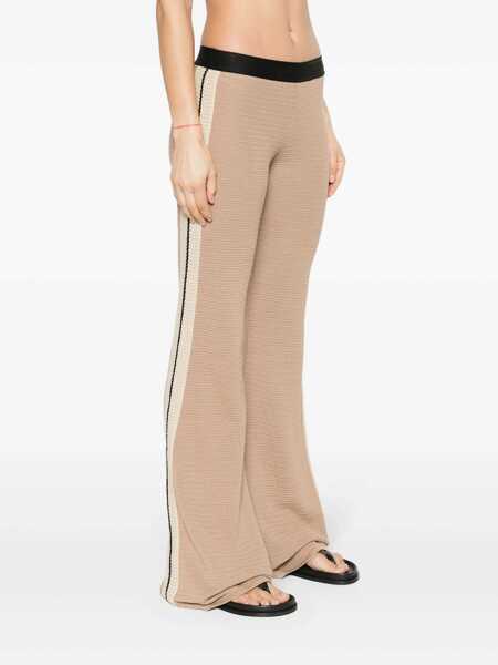 Pantaloni casual Palm Angels Palm Angels Logo Tape Knitted Trousers Beige Femei (BM 18561111) 3