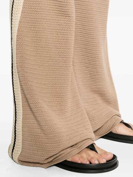 Pantaloni casual Palm Angels Palm Angels Logo Tape Knitted Trousers Beige Femei (BM 18561111) 5