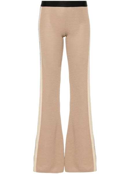 Pantaloni casual Palm Angels Palm Angels Logo Tape Knitted Trousers Beige Femei (BM 18561111) 1