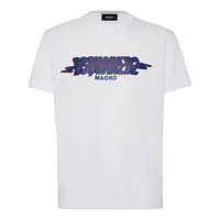 Tricouri White Crewneck T-Shirt With Logo Print On The Front In Cotton Man Barbati