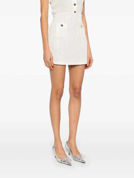Fuste Self-Portrait Self-Portrait Knitted Mini Skirt WHITE Femei (BM 18561447) 3