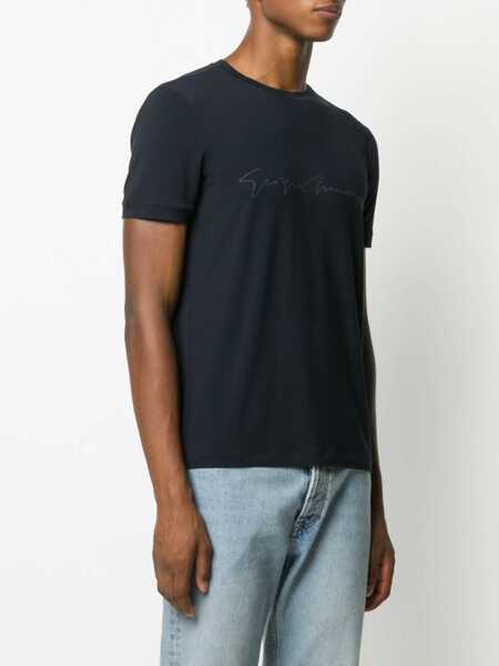 Tricouri Giorgio Armani Signature Logo T-Shirt BLUE Barbati (BM 18562090) 3