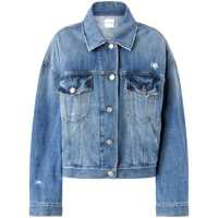 Geci Blue Jacket With Classic Collar And Two Front Patch Pockets In Denim Woman Femei