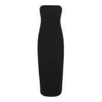 Rochii Black Bustier Dress With Slit In Tech Fabric Woman Femei