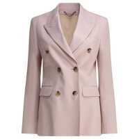 Sacouri Pink Double-Breasted Jacket With Peak Revers And Logo Plaque Detail In On The Rear In Wool Woman Femei