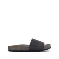 Balerini Grey Suede Slide Sandals With Monile Detail Brunello Cucinelli Woman Femei