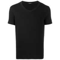 Tricouri Black Stretch Cotton V-Neck T-Shirt Barbati