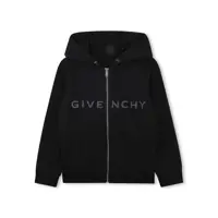 Cardigane Fleece hooded cardigan, 85% organic cotton 15% polyester, front zip closure, kangaroo pocket, Givenchy print on front, 4G print on back. Fete