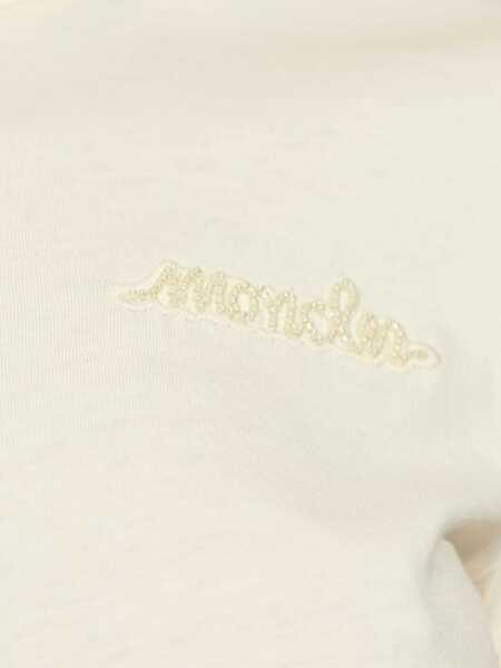 Tricouri Moncler Beaded Logo T-Shirt WHITE Femei (BM 18565684) 5