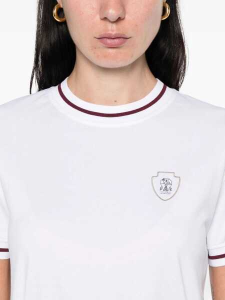 Tricouri Brunello Cucinelli Logoed T-Shirt BIANCOAMARANTO Femei (BM 18566950) 5