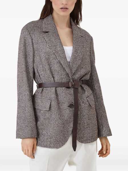Sacouri Brunello Cucinelli Blazer Jacket with belt MORO Femei (BM 18566956) 3