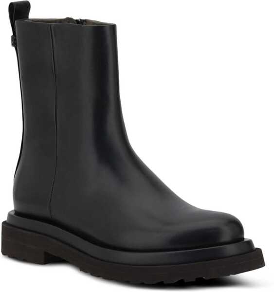Bocanci casual Brunello Cucinelli Leather Ankle Boots NERO Femei (BM 18566962) 2