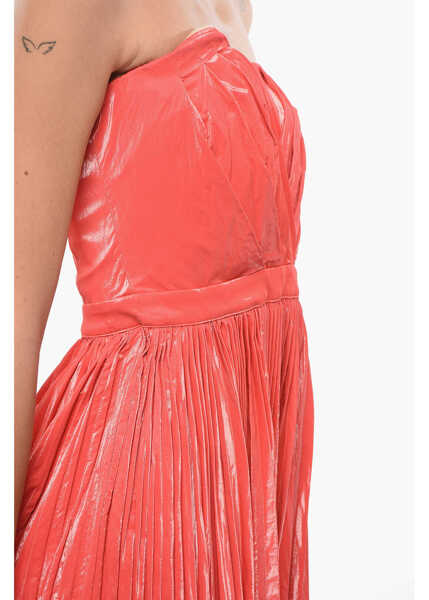 Rochii lungi Elisabetta Franchi Varnish Effect Pleated Dress With Drape Red Femei (BM 18567928) 3