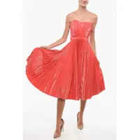 Rochii lungi Varnish Effect Pleated Dress With Drape Femei