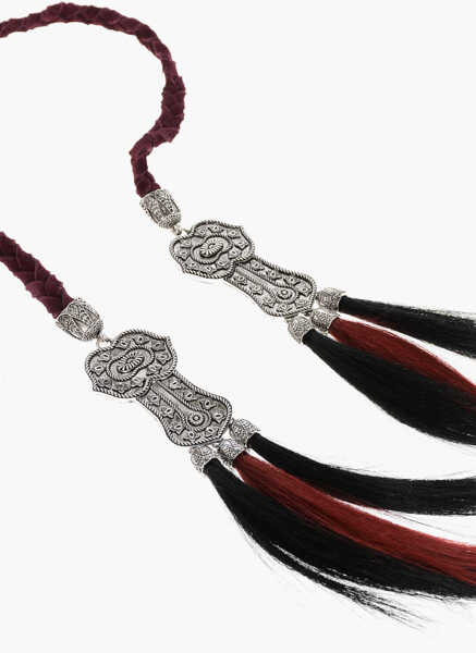 Curele DSQUARED2 Braided Suede Belt With Tassels Burgundy Femei (BM 18567943) 2