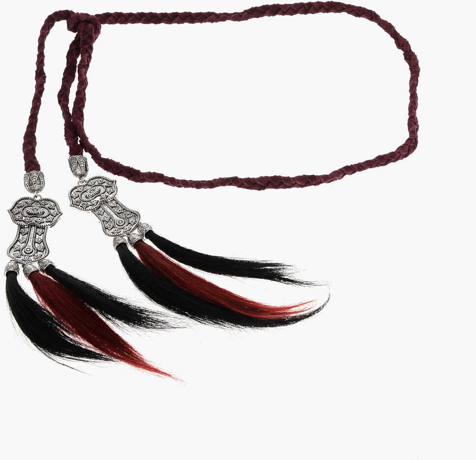 Curele DSQUARED2 Braided Suede Belt With Tassels Burgundy Femei (BM 18567943) 1