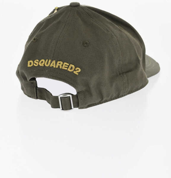 Caciuli DSQUARED2 Cotton Gabardine Cap With Sequin Green Femei (BM 18567946) 3
