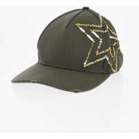 Caciuli Cotton Gabardine Cap With Sequin Femei