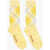 DSQUARED2 Argyle Motif Ribbed Socks Embellished With Rhinestones Yellow