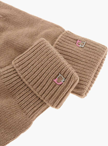 Manusi DSQUARED2 Wool Blend Gloves With Metal Monogram Brown Femei (BM 18567976) 2