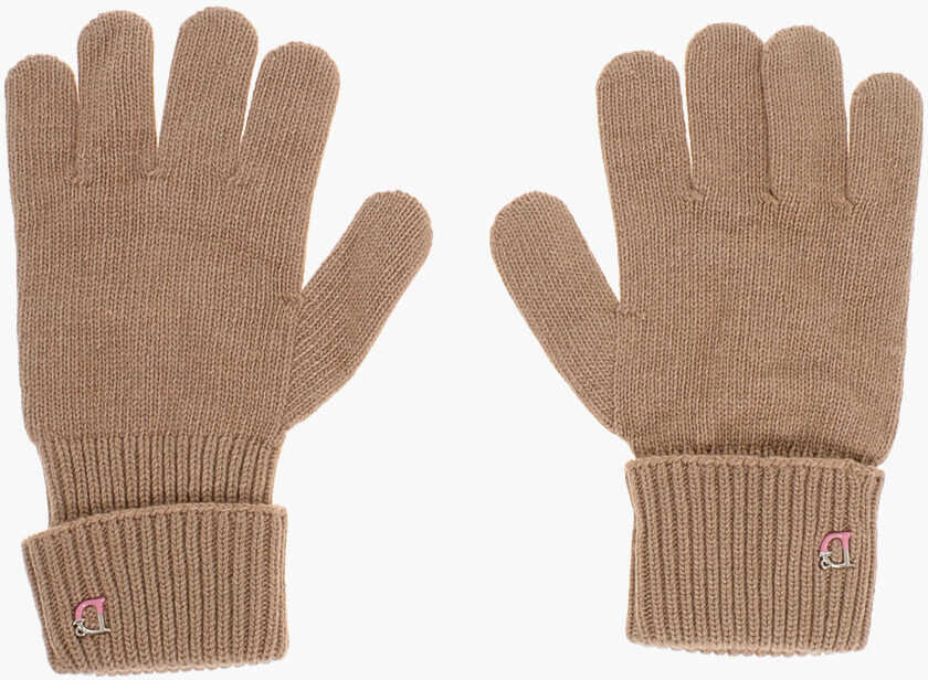 Manusi DSQUARED2 Wool Blend Gloves With Metal Monogram Brown Femei (BM 18567976) 1